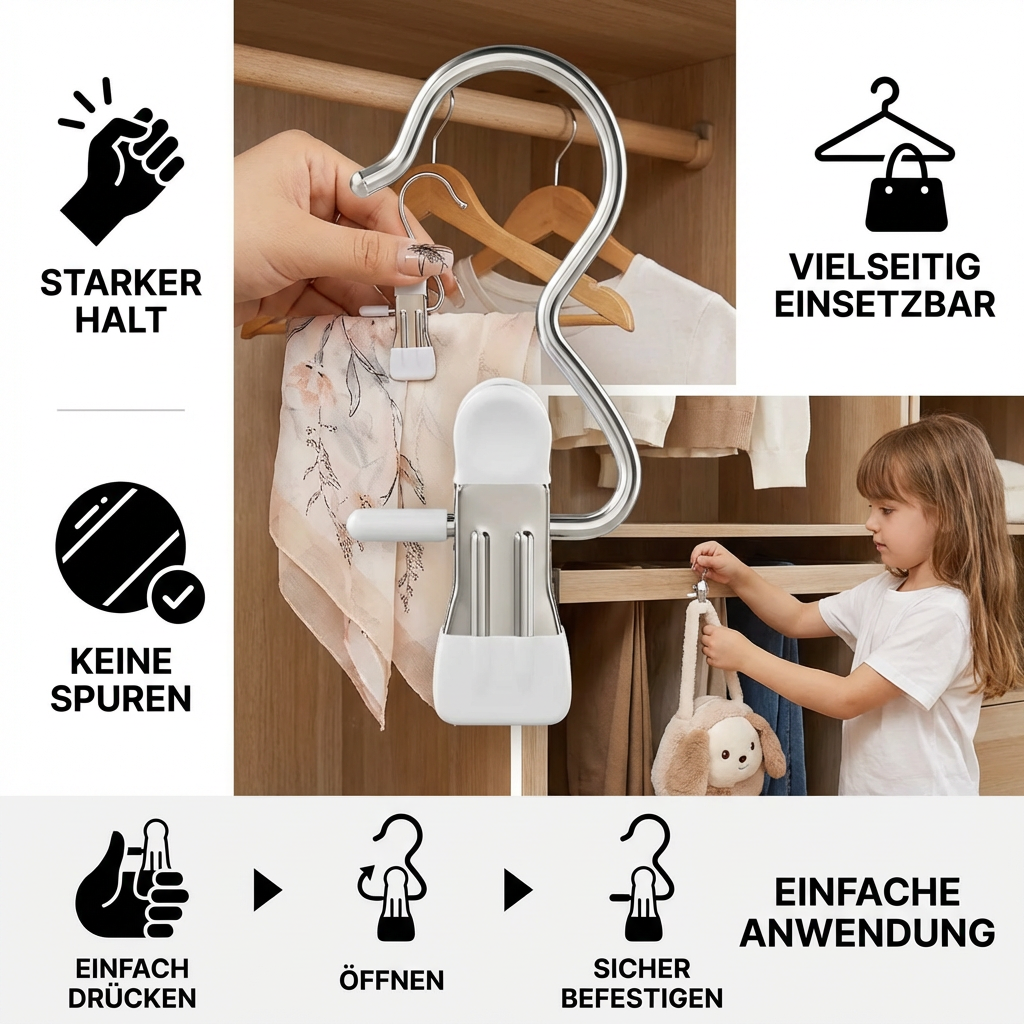 Multifunktionale Kleiderhaken für Hosen – platzsparender Kleiderclip