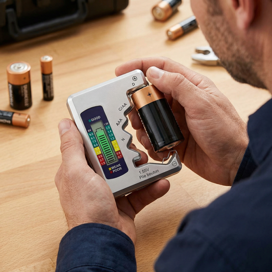 Digitaler Batterie-Tester mit LCD-Display – Kapazitätsprüfer für AA, AAA, C, D, 9V & Knopfzellen