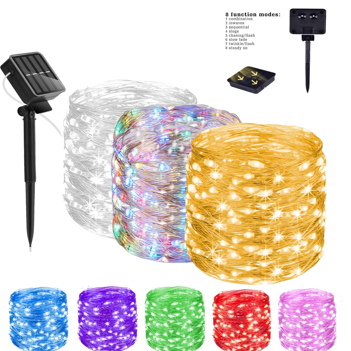 Wasserfeste Lichterkette mit Solarenergie
