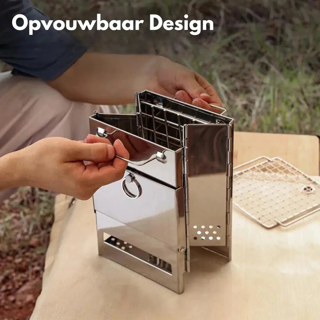 Faltbarer Edelstahl-Holzofen – Tragbarer Campingkocher für Outdoor-Kochen