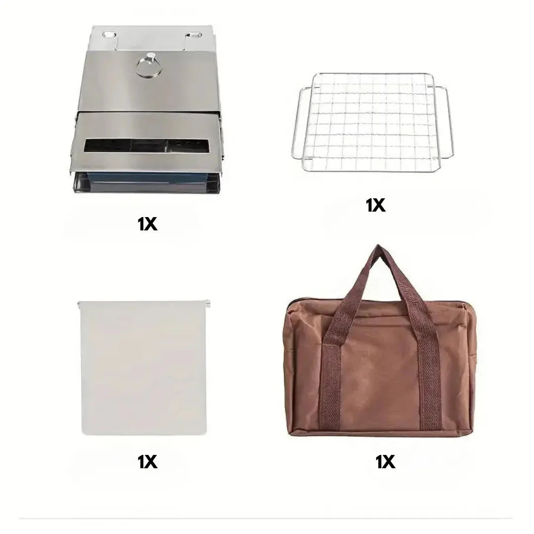 Faltbarer Edelstahl-Holzofen – Tragbarer Campingkocher für Outdoor-Kochen