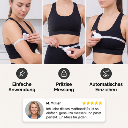 Einziehbares 3D-Körpermaßband für Taille, Hüfte, Brust & Arme