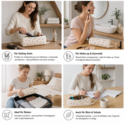 Gesteppte multifunktionale Reisetasche – Geräumiger Organizer für Toilettenartikel & Make-up mit Tragegriff