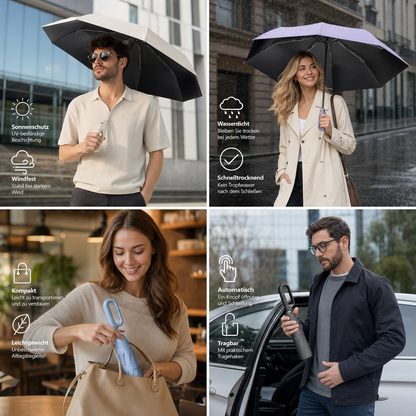 Premium-Automatik-Faltschirm für Sonne & Regen – Kompakt & windfest