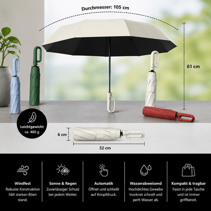 Premium-Automatik-Faltschirm für Sonne & Regen – Kompakt & windfest