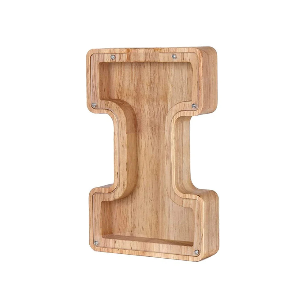 Holz Alphabet Sparschwein mit transparentem Sichtfenster für stilvolles Sparen