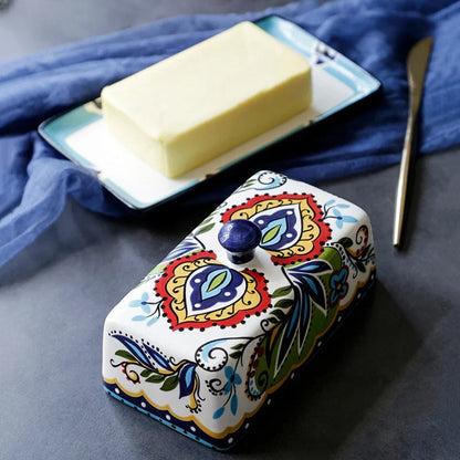 Handgemalte Butterdose im Toskanischen Stil