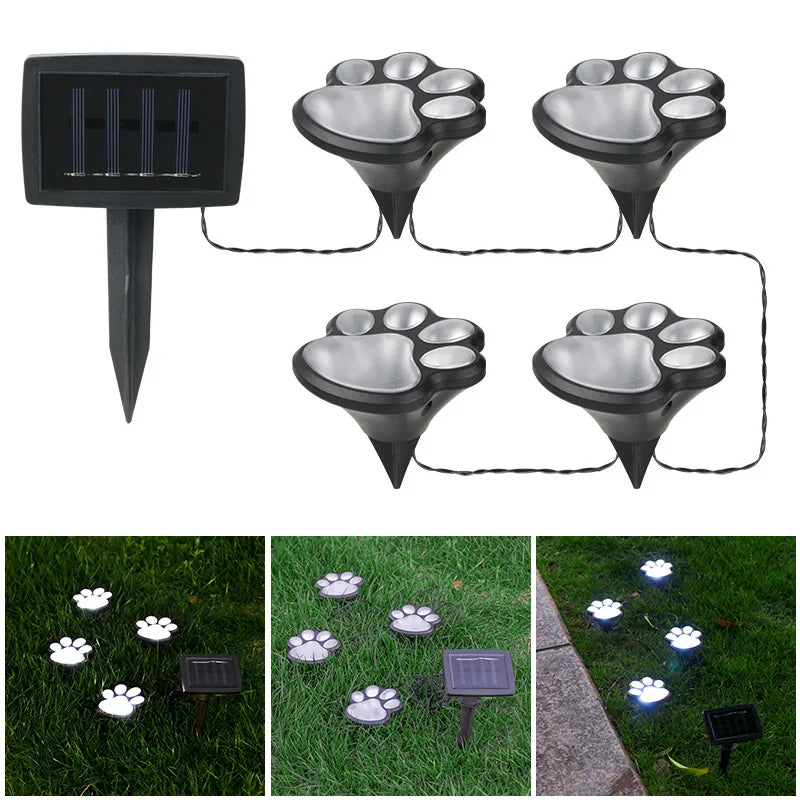 Solarlampe im Pfotenabdruck Design – LED Gartenbeleuchtung in Multicolor für Außenbereich