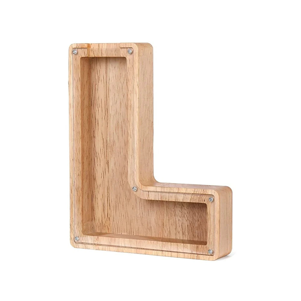 Holz Alphabet Sparschwein mit transparentem Sichtfenster für stilvolles Sparen
