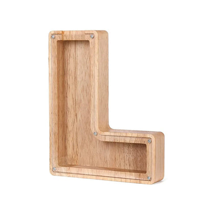 Holz Alphabet Sparschwein mit transparentem Sichtfenster für stilvolles Sparen