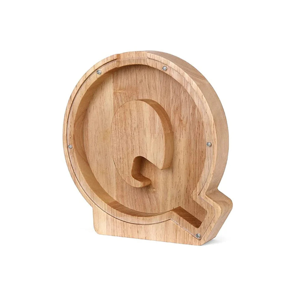 Holz Alphabet Sparschwein mit transparentem Sichtfenster für stilvolles Sparen