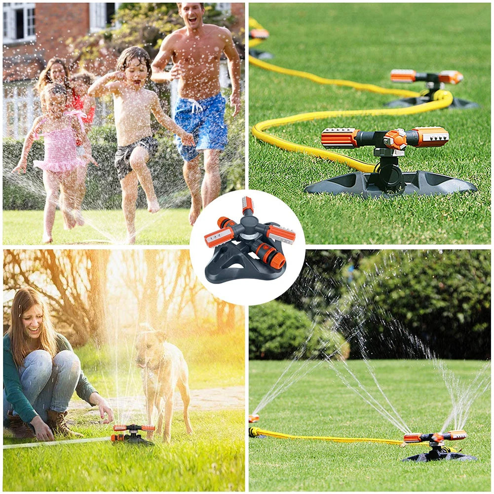 Drehbarer Garten-Sprinkler mit 3 Düsen – Effizienter Bewässerungssprinkler für Rasen und Garten