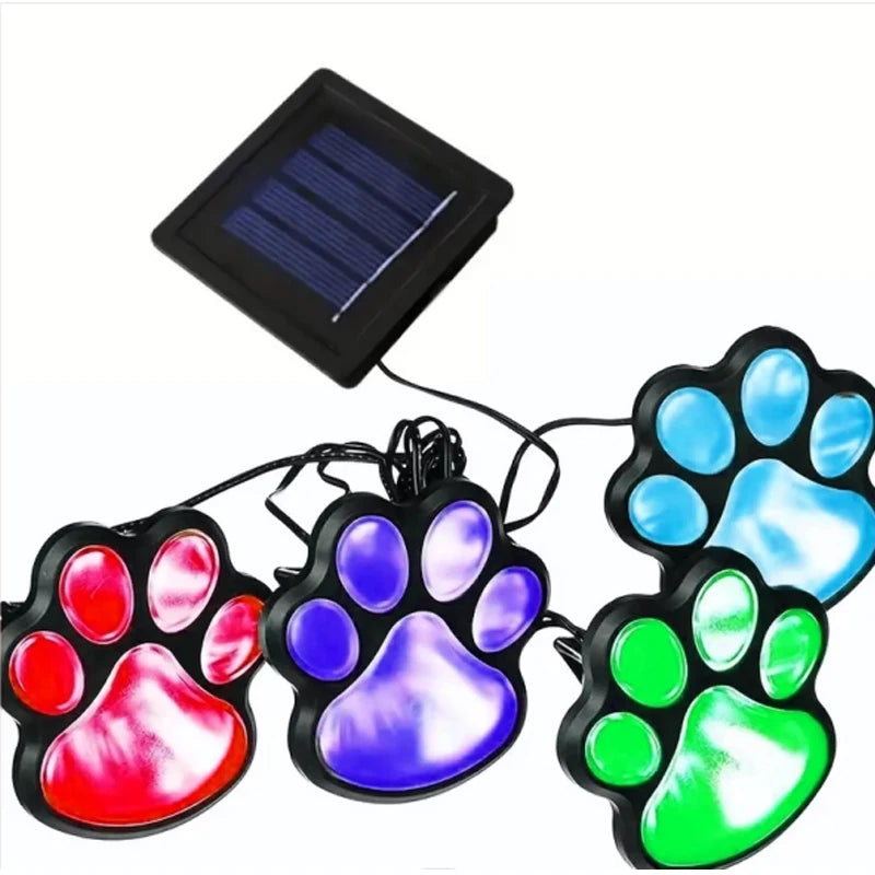 Solarlampe im Pfotenabdruck Design – LED Gartenbeleuchtung in Multicolor für Außenbereich