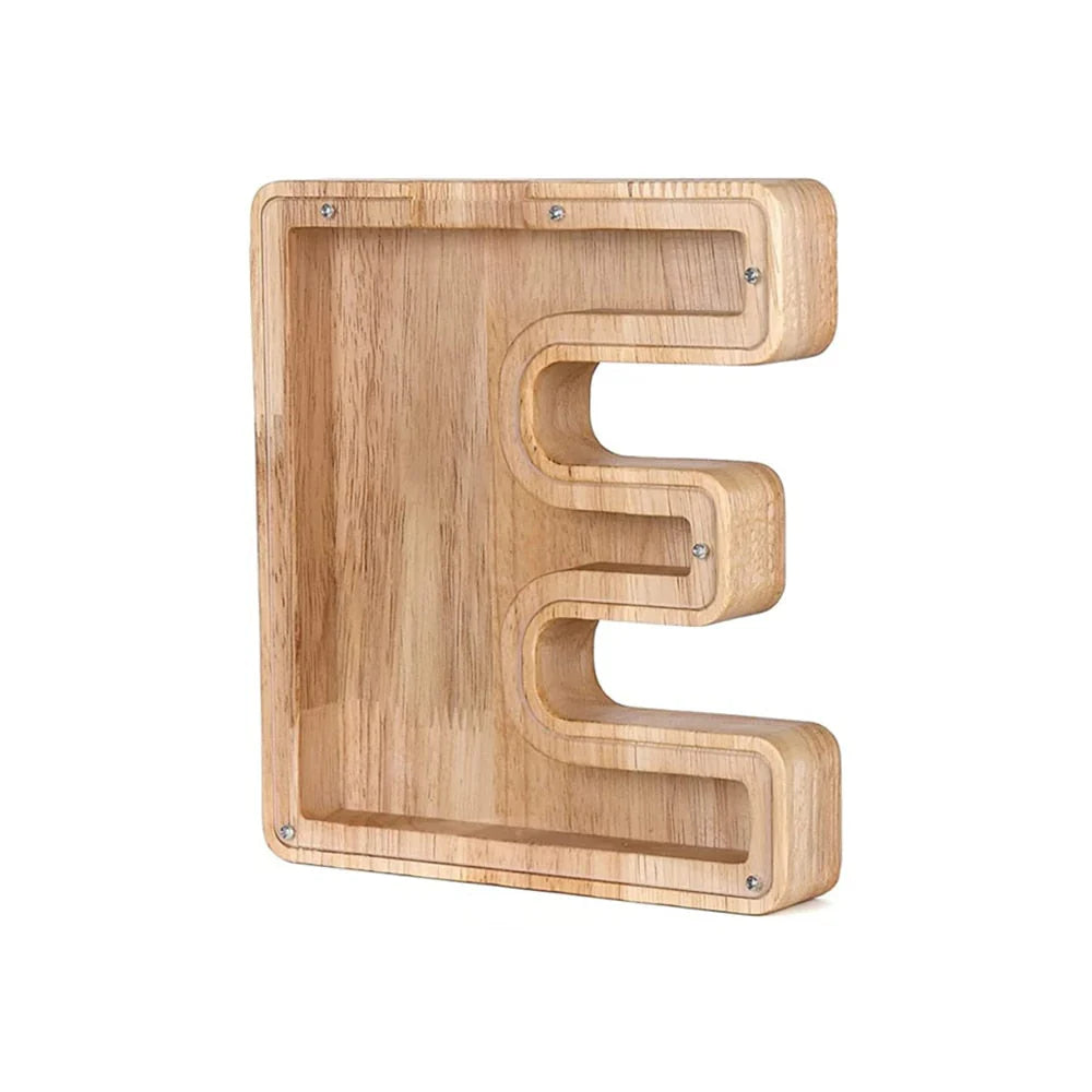 Holz Alphabet Sparschwein mit transparentem Sichtfenster für stilvolles Sparen