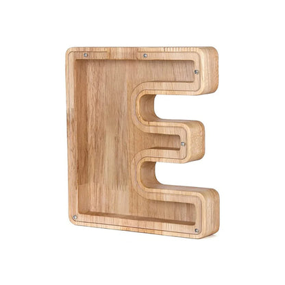 Holz Alphabet Sparschwein mit transparentem Sichtfenster für stilvolles Sparen