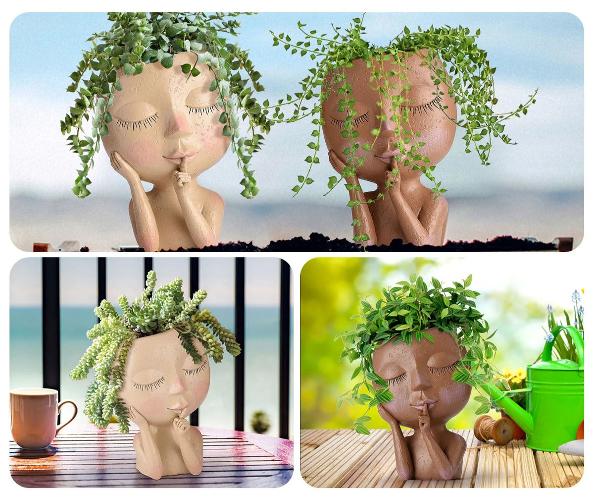 Deko-Blumentopf  – Kreativer Pflanzentopf mit Gesicht für Zimmerpflanzen & Sukkulenten