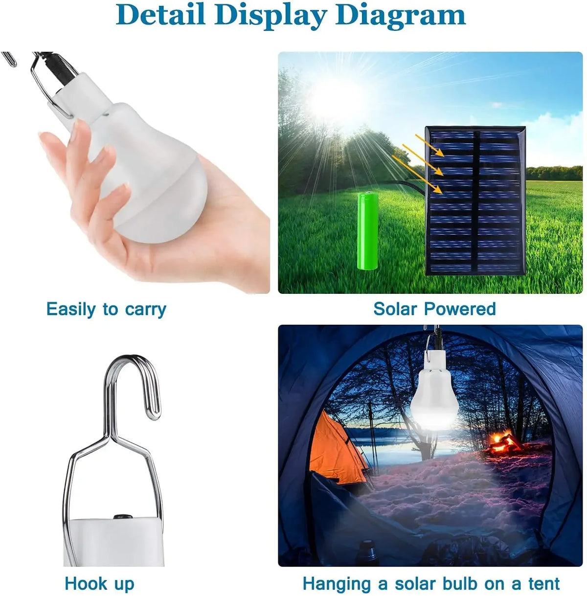 Solarlampe mit Solarpanel – Energiesparende LED Lampe für Innen- und Außenbereich