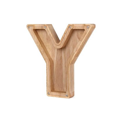 Holz Alphabet Sparschwein mit transparentem Sichtfenster für stilvolles Sparen