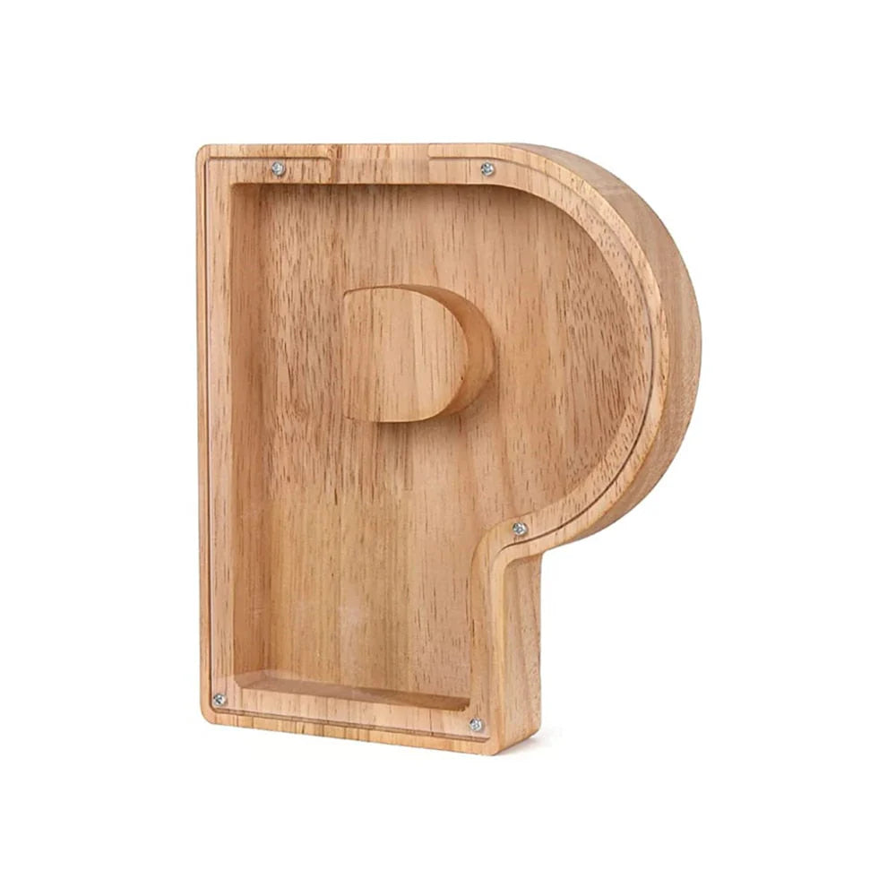 Holz Alphabet Sparschwein mit transparentem Sichtfenster für stilvolles Sparen