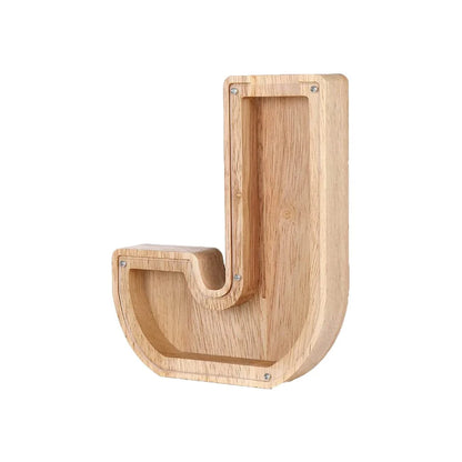 Holz Alphabet Sparschwein mit transparentem Sichtfenster für stilvolles Sparen