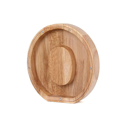 Holz Alphabet Sparschwein mit transparentem Sichtfenster für stilvolles Sparen