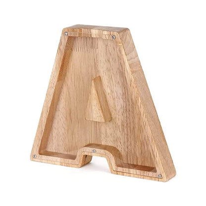 Holz Alphabet Sparschwein mit transparentem Sichtfenster für stilvolles Sparen