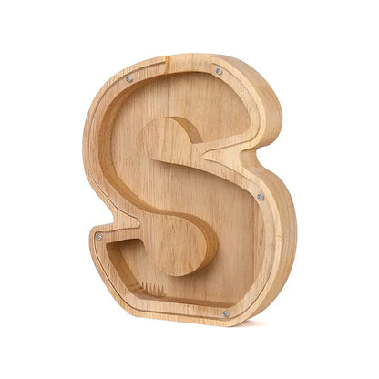 Holz Alphabet Sparschwein mit transparentem Sichtfenster für stilvolles Sparen