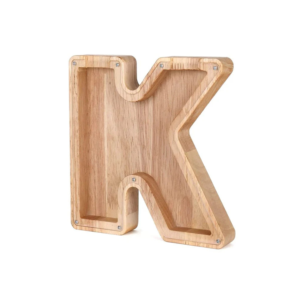 Holz Alphabet Sparschwein mit transparentem Sichtfenster für stilvolles Sparen