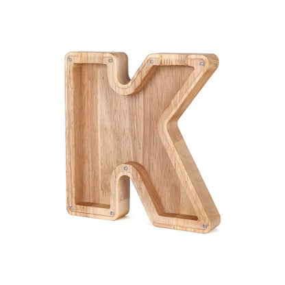 Holz Alphabet Sparschwein mit transparentem Sichtfenster für stilvolles Sparen