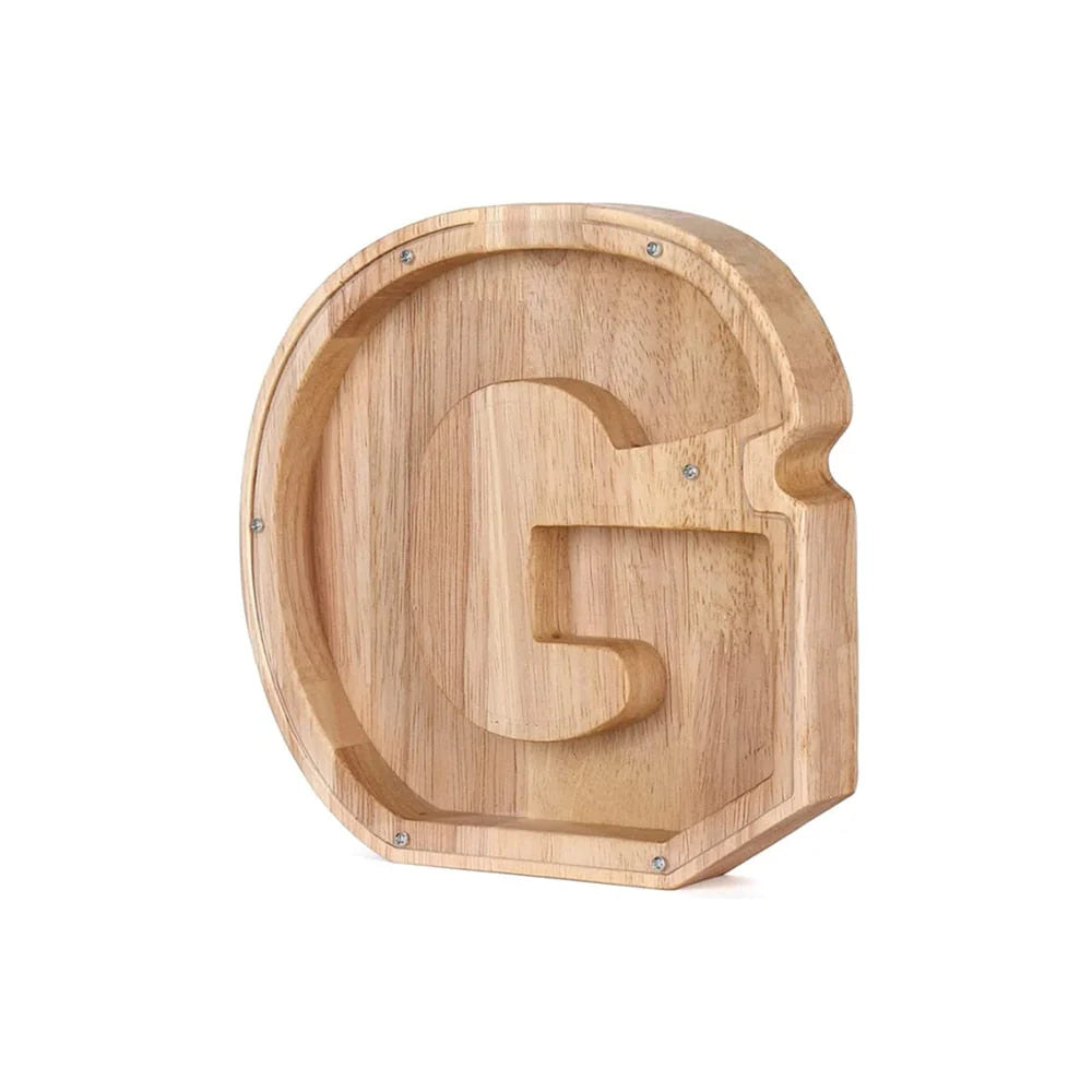 Holz Alphabet Sparschwein mit transparentem Sichtfenster für stilvolles Sparen