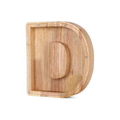Holz Alphabet Sparschwein mit transparentem Sichtfenster für stilvolles Sparen