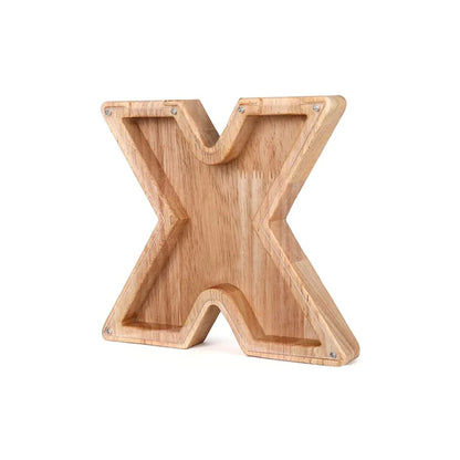 Holz Alphabet Sparschwein mit transparentem Sichtfenster für stilvolles Sparen
