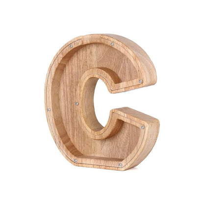 Holz Alphabet Sparschwein mit transparentem Sichtfenster für stilvolles Sparen