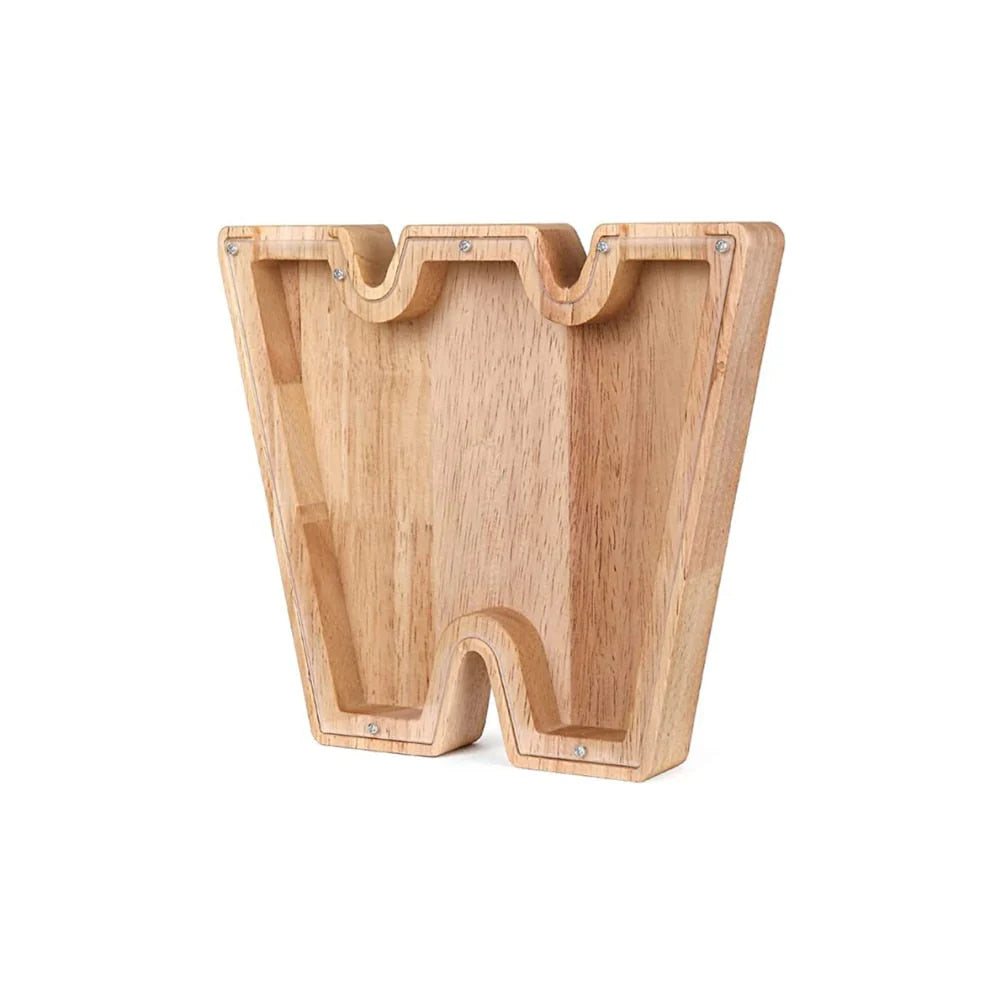 Holz Alphabet Sparschwein mit transparentem Sichtfenster für stilvolles Sparen