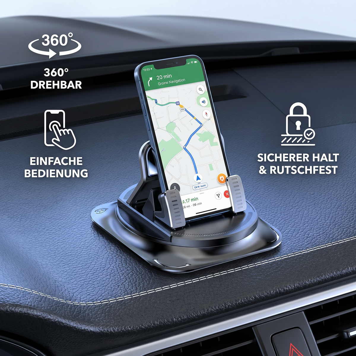 Auto-Handyhalterung – Rutschfester Smartphone-Halter für Armaturenbrett & Mittelkonsole