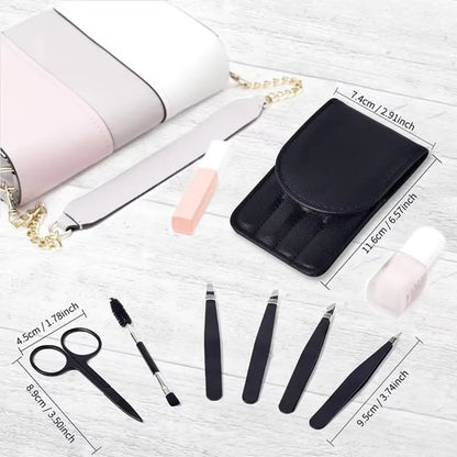 Präzisionspinzetten-Set – 6-teiliges Augenbrauen-Kit mit Reiseetui