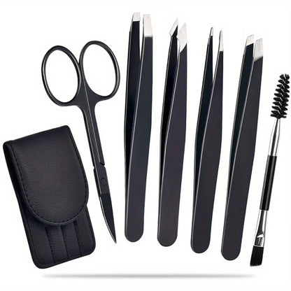 Präzisionspinzetten-Set – 6-teiliges Augenbrauen-Kit mit Reiseetui