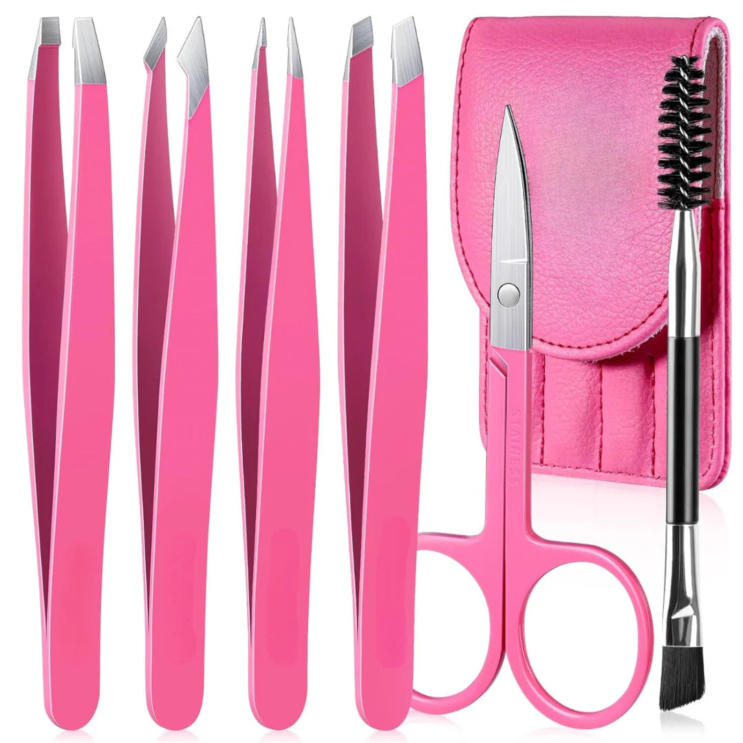 Präzisionspinzetten-Set – 6-teiliges Augenbrauen-Kit mit Reiseetui