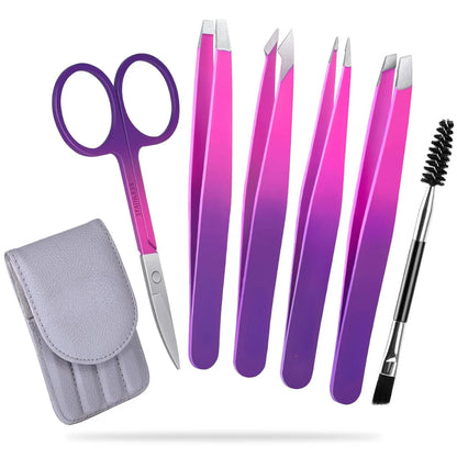 Präzisionspinzetten-Set – 6-teiliges Augenbrauen-Kit mit Reiseetui