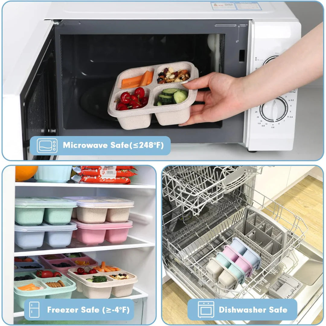 Bento-Style 4-Fach Meal-Prep-Boxen im 4er-Pack – Nachhaltig und Praktisch