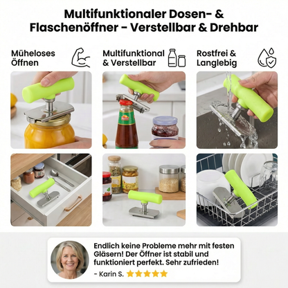 Multifunktionaler Dosen- & Flaschenöffner aus Edelstahl – Verstellbar & Drehbar
