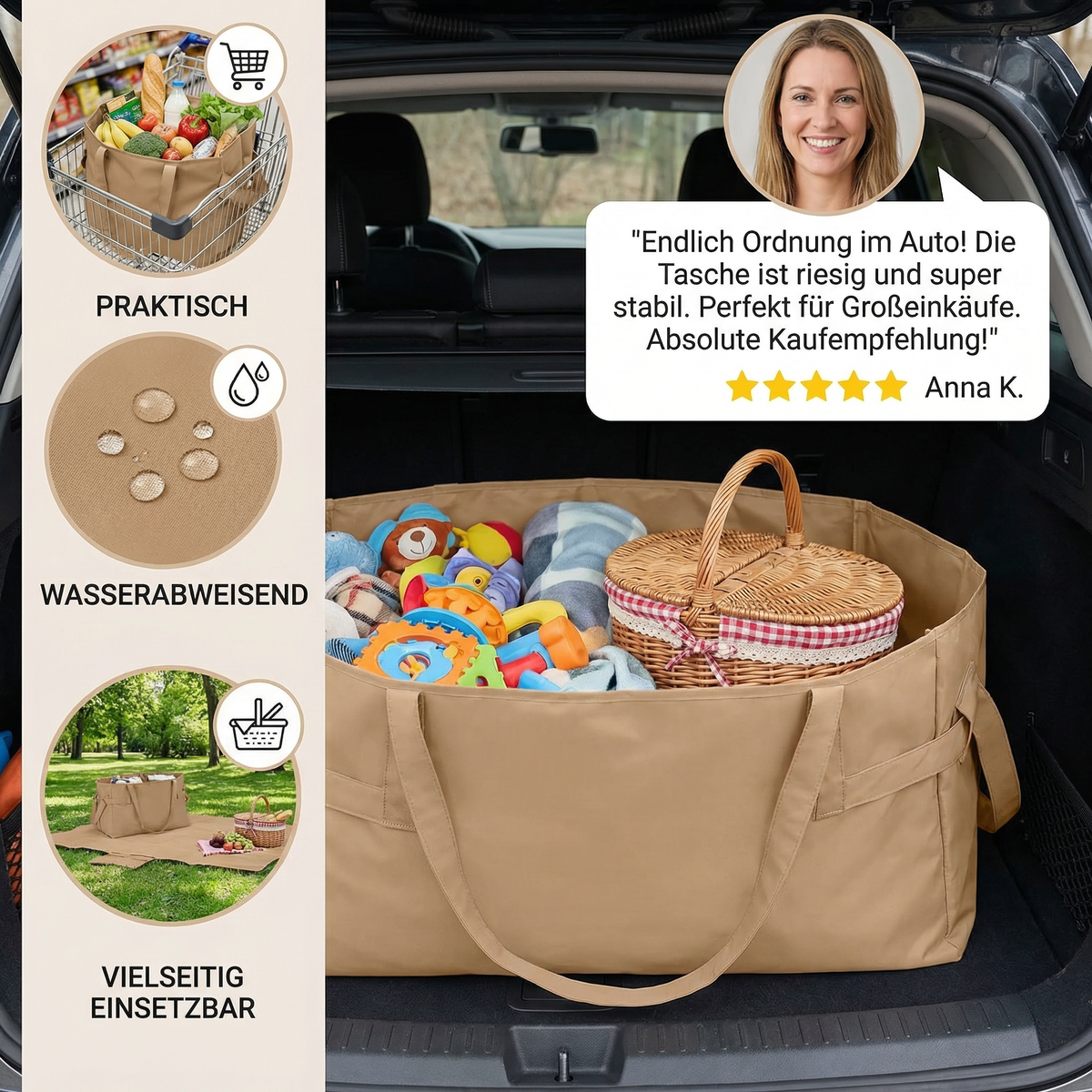 Große faltbare Organizer Tasche – Praktisch, Wasserabweisend & Vielseitig Einsetzbar