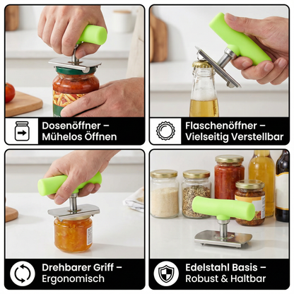 Multifunktionaler Dosen- & Flaschenöffner aus Edelstahl – Verstellbar & Drehbar