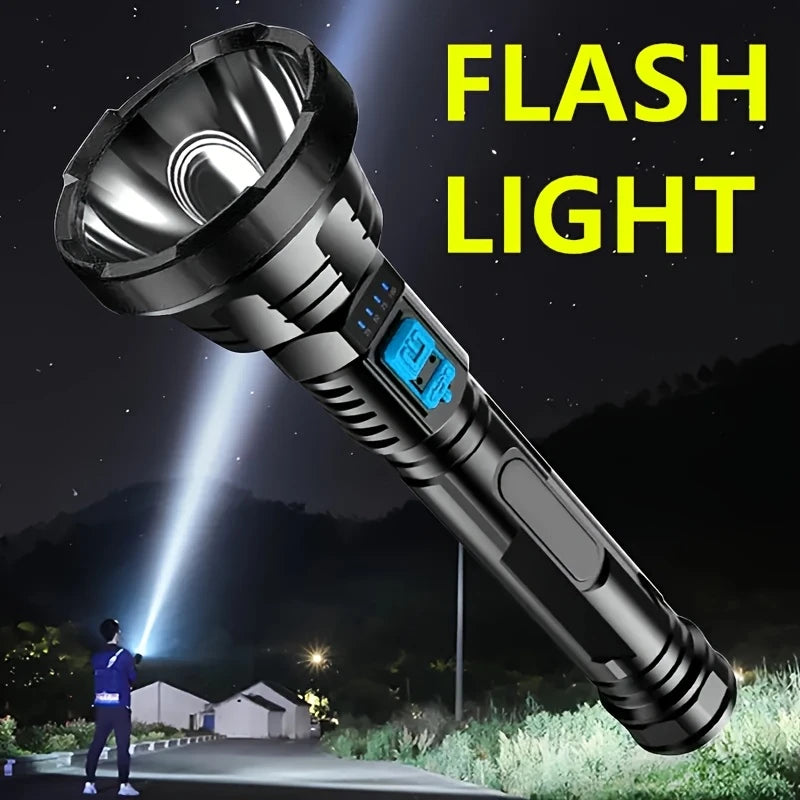 90000LM LED Taschenlampe – Taktischer Suchscheinwerfer mit USB-Aufladung und Superheller Beleuchtung