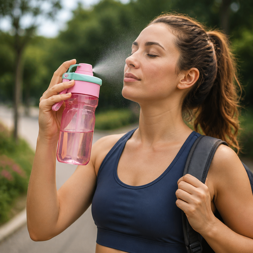 2-in-1 Sport-Trinkflasche mit Sprühfunktion & Strohhalm – Großes Fassungsvermögen & auslaufsicher