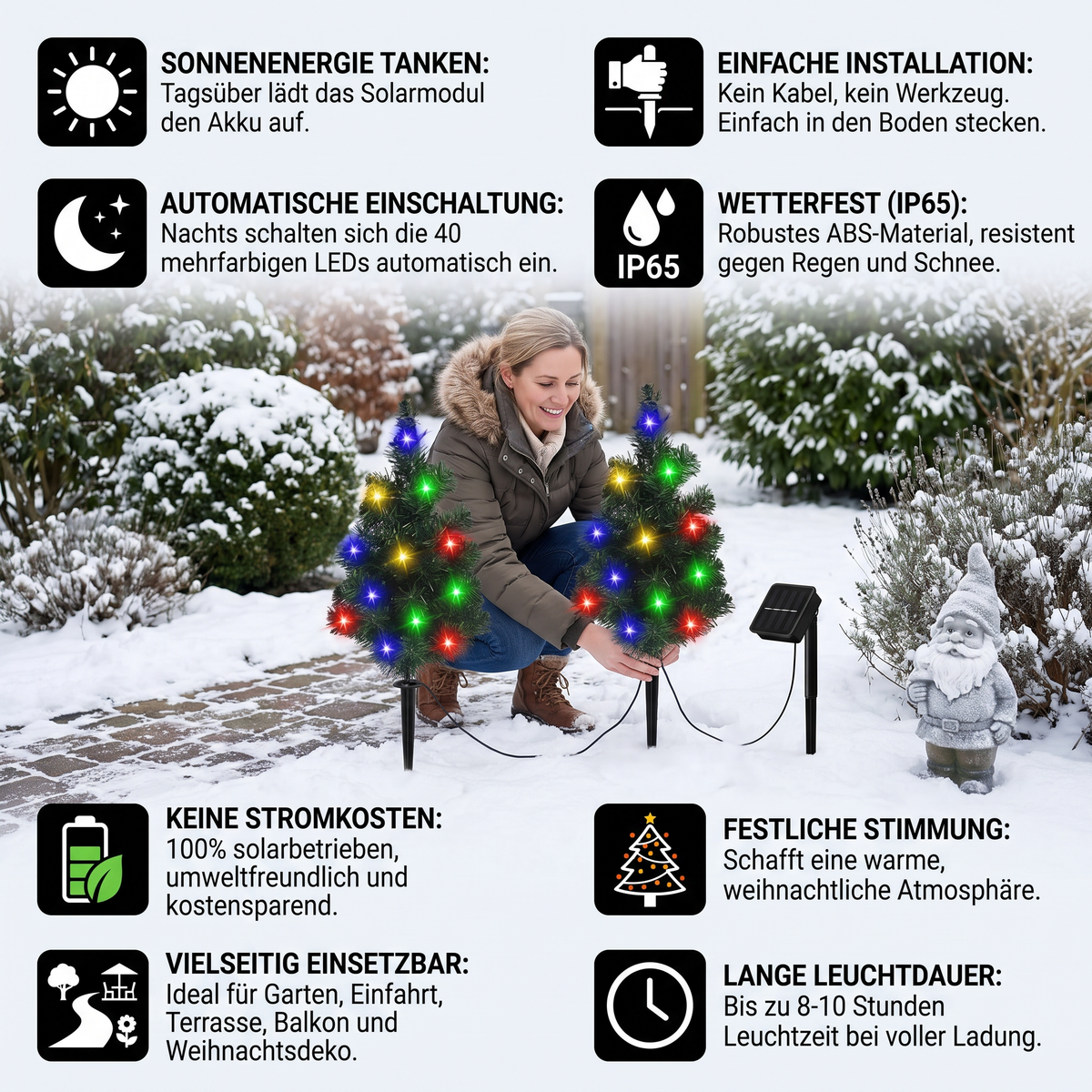 Solar-Weihnachtsbaum-Stecklichter mit mehrfarbigen LEDs