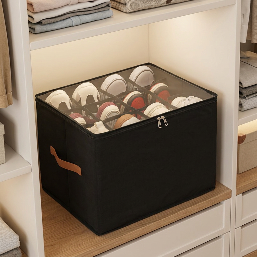Faltbarer Schuh-Organizer mit einfachem Zugriff für die Aufbewahrung im Kleiderschrank
