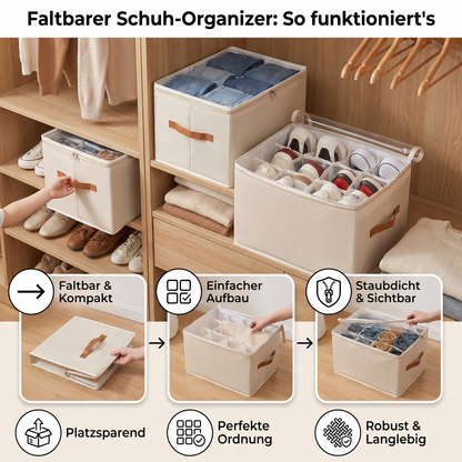 Faltbarer Schuh-Organizer mit einfachem Zugriff für die Aufbewahrung im Kleiderschrank