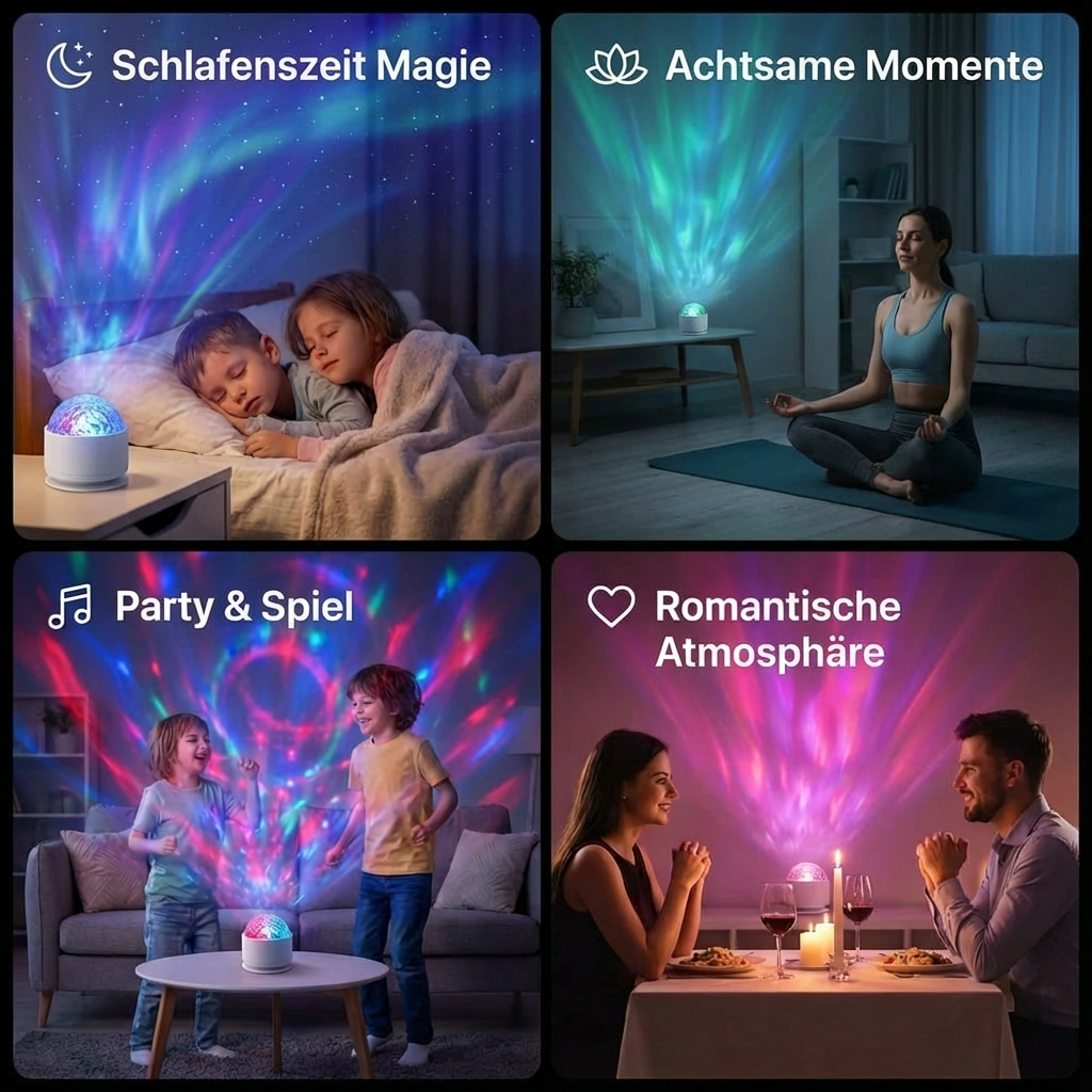 LED Nordlicht-Projektorlampe – 16 Farben & Fernbedienung