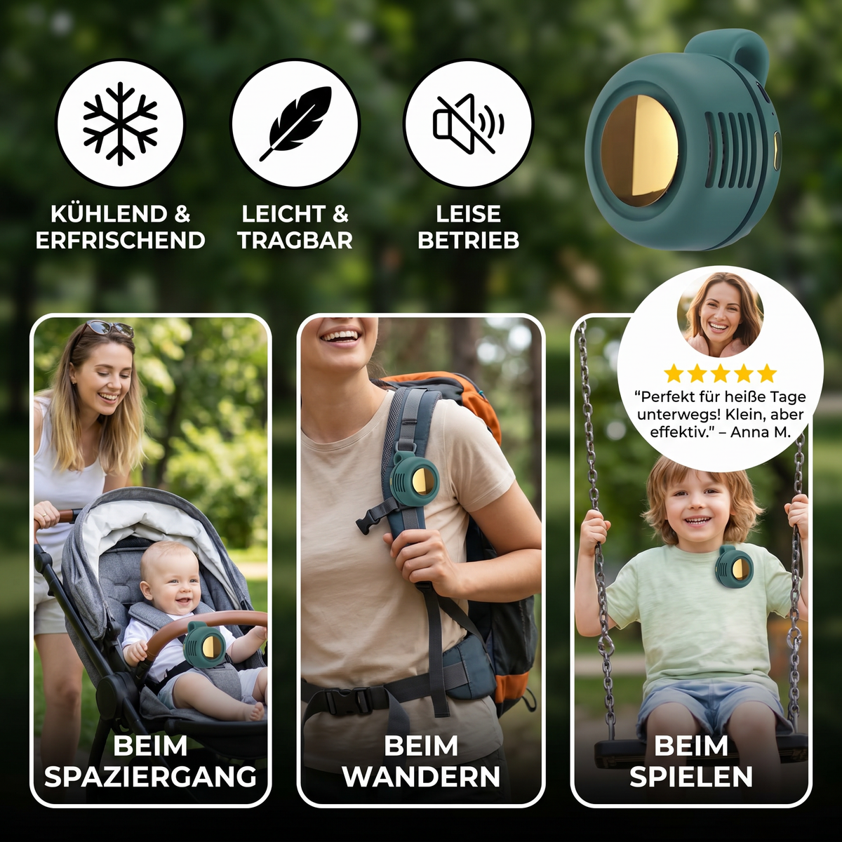 Tragbarer Clip Ventilator für unterwegs